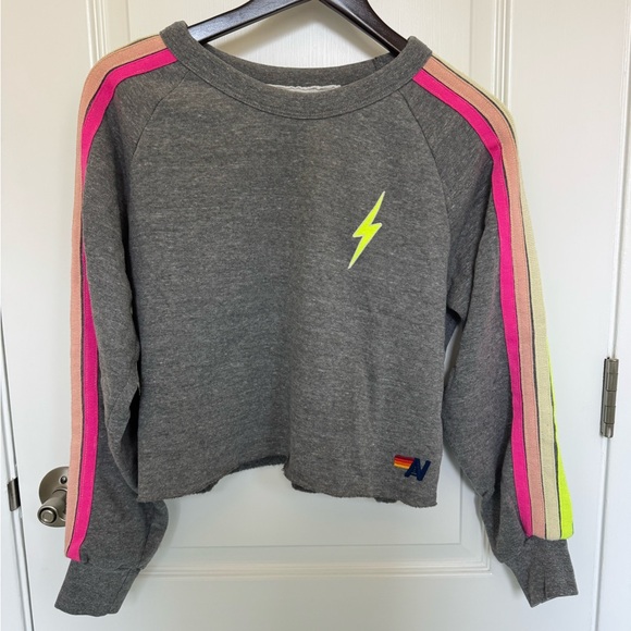 Aviator Nation Sweaters - AVIATOR NATION Bolt Cropped Classic Crew Sweatshirt